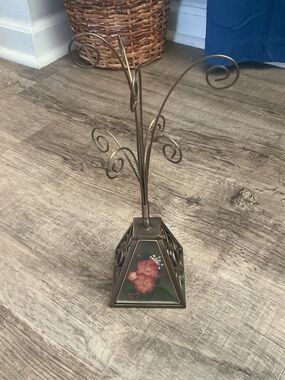 Vintage Brass Bronze Photo Holder Picture Display Floral Base Romantic